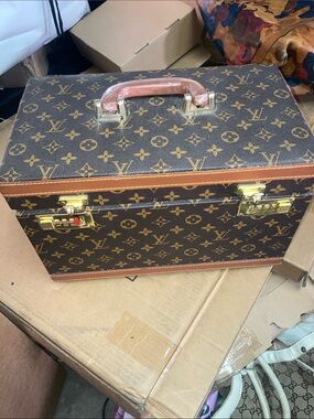 Monogram Brown Cosmetic Case with Gold Hardware